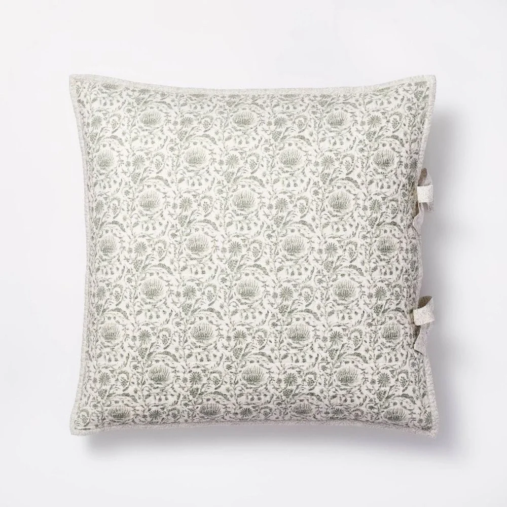 Euro Lofty Cotton Slub Woodblock Print Floral Quilt Sham Threshold Studio McGee